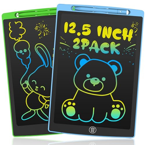 HAPPYMATE LCD-skrivplatta för barn 12,5 tum, klotterdyna, färgglad skrivbräda, LCD-ritbräda raderbar, leksaker för barn, födelsedagspresenter för 3, 4, 5, 6, 7, 8 år gamla flickor pojkar, blå (blå +