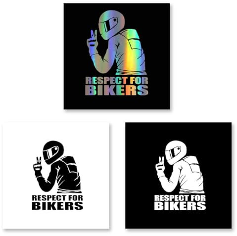 TNSRAY Adesivo per per auto e moto, 3 pezzi Respect For Bikers, adesivo per Auto e Moto, Adesivo Divertente per Auto e Vetri, Decorazione Auto Adesivo Finestra Auto Animazione Divertente
