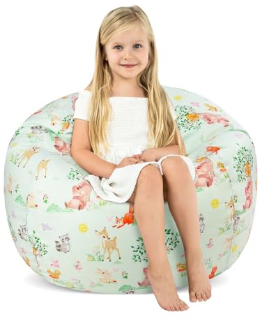 Decalsweet Sitzsack Kinder Spielzeug Stofftier Organizer, Große Kuscheltiere Aufbewahrung für Mädchen Jungen, Lagerung Kinderzimmer Grasland-Tiere (Nur Tasche)