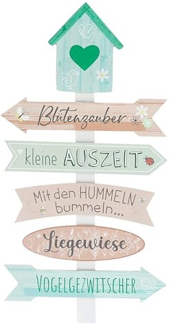 Spetebo Cartello da giardino in legno, altezza 76 cm, con incantesimo, decorazione da giardino, indicatore di direzione, asta da giardino