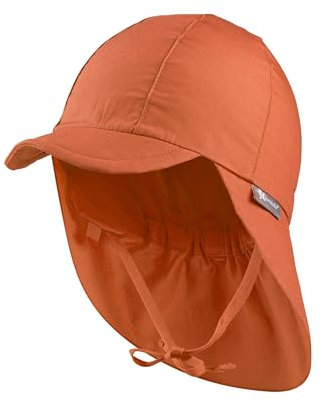 Sterntaler Schirmmütze Nacken - Unisex Baby- und Kinder Mütze mit Nackenschutz und einsteckbaren Ohrenklappen - UV-Schutz 50+ Sommermütze zum Binden - Popeline (Bio) Kopfbedeckung - rost, Größe 45