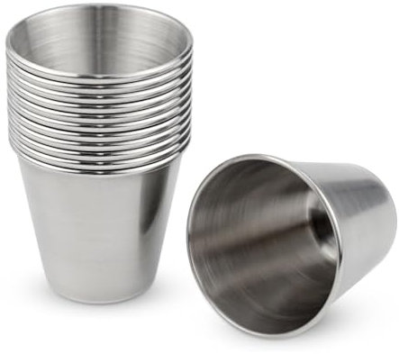 12 Pièces Gobelet Inox,empilables et,gobelets en acier inoxydable Enfant réutilisables et durables,adaptés au café,à la bière,au whisky,adaptés au camping,aux voyages, aux bars et à la maison(30ml)