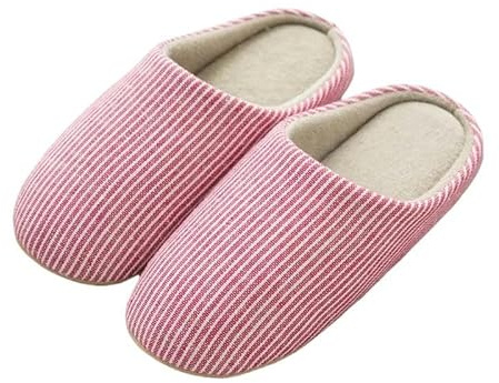 Pantofole in Cotone Pantofole da Donna E da Uomo Fondo Piatto Morbido Scarpe Peluche Non Slip Comode Pantofole per La Casa-Rosa Rosso-XL (42-43)