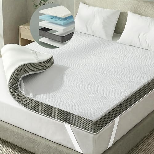 Degrees of Comfort Memory Foam Mattress Topper King Size, 5cm Thick Hypoallergenic Toppers with Airflow Mesh and Soft, Washable, Anti-Slip Cover for Back Pain and Silentnight Sleep, 150x200cm