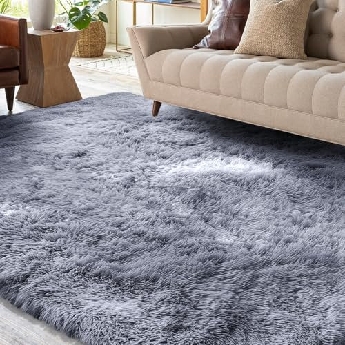 XSIVOD Alfombra mullida de pelo largo, gris, lavable, 120 x 160 cm, antideslizante, alfombra extra grande, para dormitorio, suave, moderna, para habitación de los niños