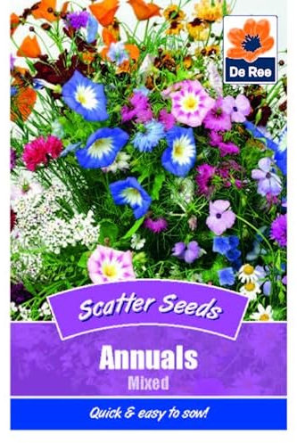 Flower Seeds Annuals Mixed Scatter - 210 Seeds Packet Plant Bedding Borders Containers Pots Grow Your Own Garden Plant Seed