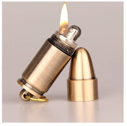 UWCORAHDO Briquet à kérosène Vintage Trench, Briquet Portable en métal Rechargeable, Cadeau for Mari ou père (Carburant Non Inclus)(B- Bullet)