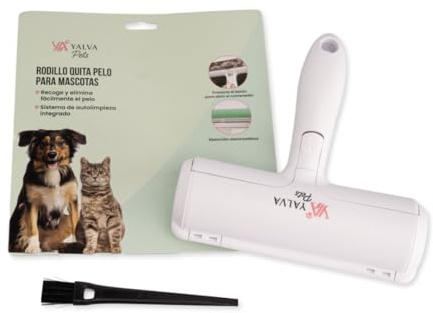 YALVA® Quitapelos Mascotas Reutilizable – Rodillo Quita Pelos de Perro y Gato para Sofás, Alfombras, Ropa y Camas – Cepillo Removedor de Pelaje Autolimpiable - Blanco