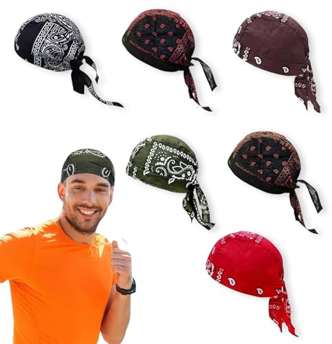 Livzikaroa 6pcs Cycling Bandana Headscarf Breathable Pirate Head Wrap for Running Riding Gym and Outdoor Activities