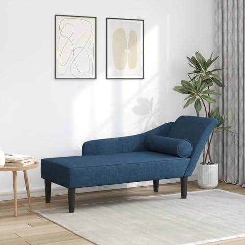 Kaloriko Chaiselong blå med örngott tyg, 141 x 55,5 x 66,5 cm, stoppning med mycket elastiskt skum, ergonomisk recamiere-solstol för vardagsrum, sovrum