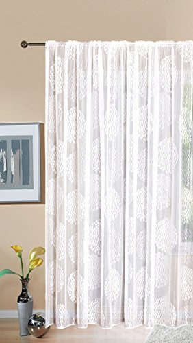 Gardine Store Jacquard Fabio HxB 225x300 cm Kräuselband Universalband Weiß Kreismuster Transparent Voile Vorhang Wohnzimmer, 13143
