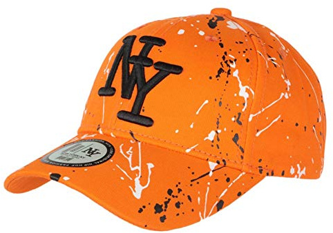Hip Hop Honour Cap NY Orange Schwarz Weiß Look Tags Streetwear Baseball Paynter – Unisex, Orange, Einheitsgröße