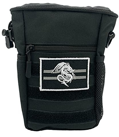Luck Lab DND Würfeltasche mit abnehmbarem Dragon-Patch – mehrere Taschen und große Würfelaufbewahrung (200 + Würfel) für RPG MTG – Schwarz