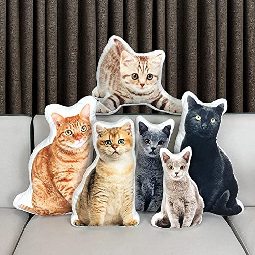 LMQJDZ Oreiller Photo Personnalisée Animaux de Compagnie, Forme de Chat de Chien Coussin Décoratif, 3D Impression Recto Verso avec Image, pour Anniversaire, Noël, Cadeaux Commémoratifs Familiaux