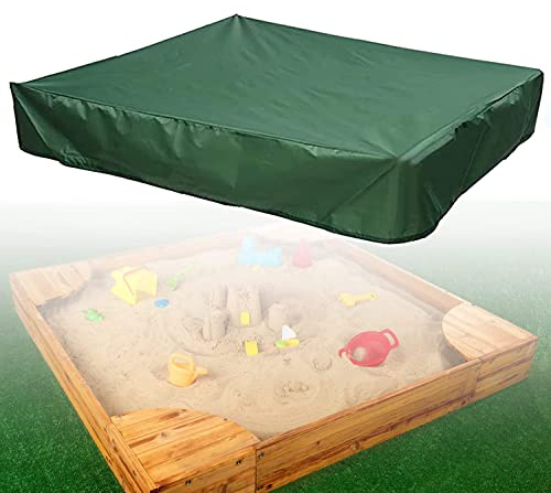 COOSOO Sandbox Cover Waterproof Dustproof UV Protection Square Sandpit Pool Cover with Drawstring Avoid the Sand and Toys Contamination,150x150cm Oxford Cloth Green Outdoor Furniture Garden Cover