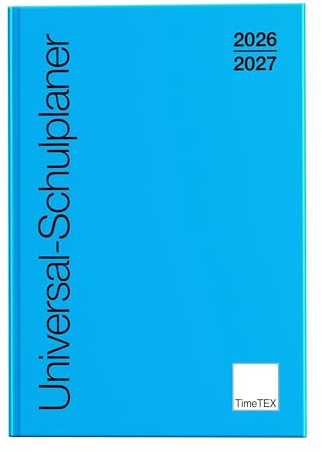 TimeTex Universal-Schulplaner A5-Plus Blau - Schuljahr 2026-2027 - Gebunden - Lehrerkalender - Unterrichtsplaner - Timetex 10505