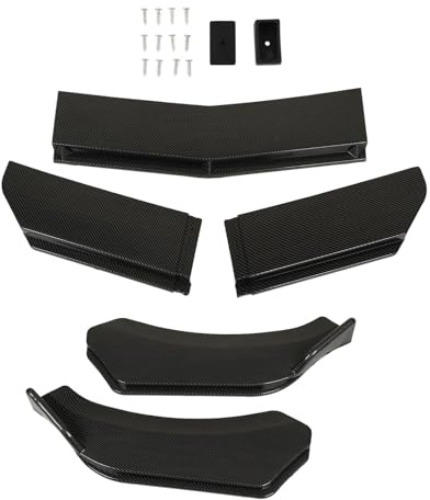 5Pcs Paraurti Anteriore Diffusore Canard Protector, KIMISS Da 110 a 140mm Paraurti Anteriore Spoiler Splitter CarFront Bumper Lip Body Kit Anticollisione Universale per Modifica (Stile in fibra di