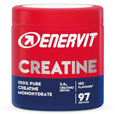 Enervit, Creatina Monoidrato Pura, Senza Aromi, Per Migliorare le Performance muscolare, 3,4g di Creatina per Porzione, Da Assumere nel Corso della Giornata, Vegan, Barattolo da 330g