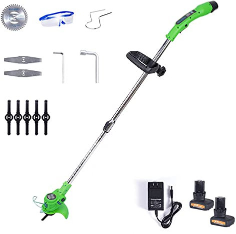 TEmkin Cortacésped eléctrico, cortacésped eléctrico rotativo portátil con batería de 12 V, cortacésped telescópico Ligero Recargable para jardín, desmalezado doméstico