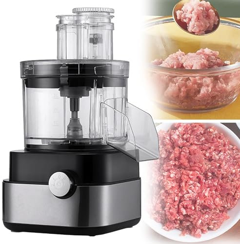 Qiang 600W Coupe-Légumes électrique,Gros Calibre Rape à Fromage,Râpe a Légumes électrique,Hachoir Multifonctionnel Râpe avec 5 Moules,Commande à Un Bouton