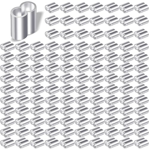 Furuising 120Pcs 1/8 3mm Aluminum Crimping Loop Sleeve, Double Ferrule for Wire Rope, Aluminum Sleeves Clip with a Storge Box for 3mm Cable, Wire Rope, Clothes Lines End