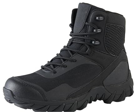 High Top vandringskängor män ankelstövlar militär taktisk arbete stövlar | klassiska vinter varma stridskängor trekkingskor vandringsskor | halkfria promenadskor för män utomhusaktiviteter, svart, 45