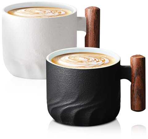 Taza de café de porcelana, 2 tazas de café con asa, tazas de capuchino, tazas de té de 70 ml, tazas de café espresso, mini taza de té, taza de café, taza de cerámica para café espresso té latte (negro