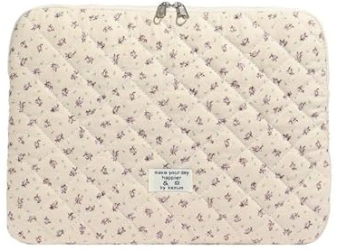 Söt blommig laptop ärm Coquette quiltad puffig bärplatta fodral sagokärna skyddande fodral för notebook surfplatta (lila blommig, 11 tum)