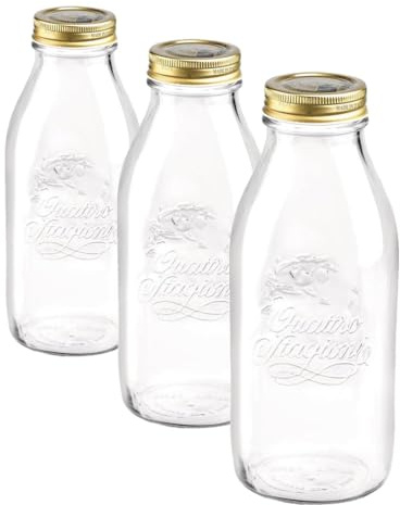 Bormioli Rocco Quattro Stagioni - Botella Vidrio 1 l, Color Transparente (Paquete de 3)