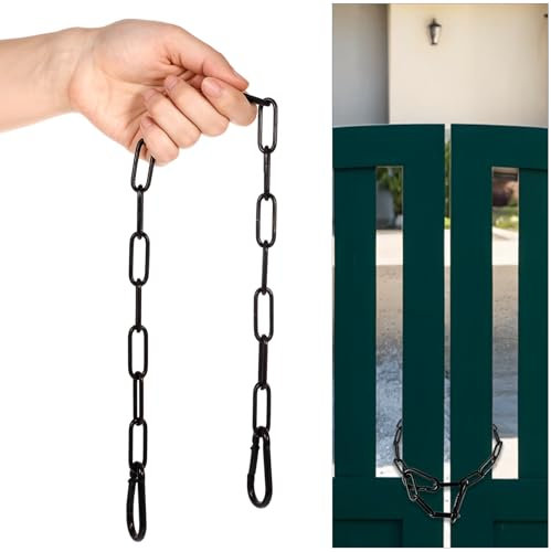 Cadena de acero negro 0,5 m cadena de eslabones con mosquetón acero inoxidable impermeable cadena de acero inoxidable cadena redonda de acero inoxidable para cercas, puertas de jaula para mascotas