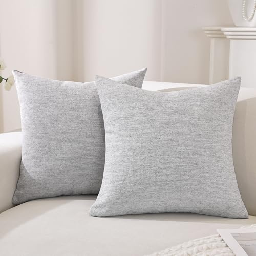 CYCMACO Juego De 2 Falso Lino Decorativo Funda De Cojíns, 45x45, Fundas para Cojines con Cerniera Nascosta, Decoración Modernos Funda Cojin, para Salón Sala De Estar Dormitorio, Gris Claro