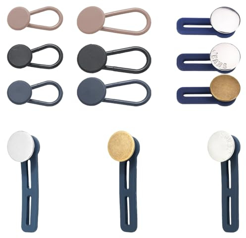 12 Extensores de Cinturón Pantalón Extensión Hombre y Mujer extensores de cintura ajustables de metal de silicona extensores de botón para Camisas Pantalones Pantalones de Maternidad
