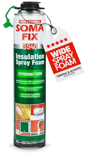 Expanding Foam - Polyurethane Insulation Foam Filler for Walls, Doors, Roofs, Ceilings & More + Special Applicator (Thermal & Acoustic Insulation) 850ML