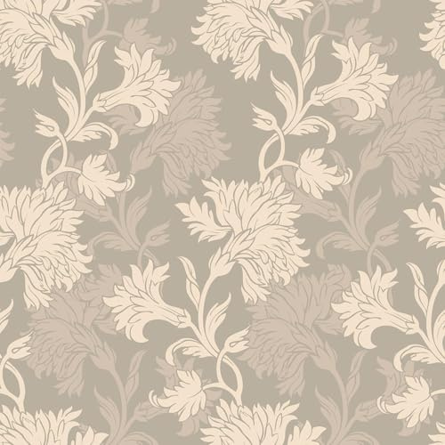 LACHEERY Carta da Parati Autoadesiva Fiori Beige Vintage per Camera da Letto 44.5cm x 200cm Color Crema Carta da Parati Adesiva Muro Soggiorno Impermeabile Rivestimento Adesivo Vinile per Cucina