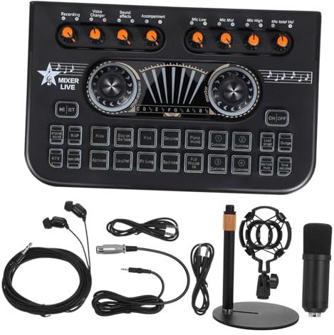 TEHAUX Table de Mixage Audio pour Microphones Interface pour PC Ordinateur Portable Téléphone Équipement pour Enregistrement Musical et Streaming Direct
