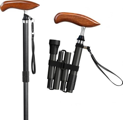 Intercare bastones para mayores, bastón plegable ajustable 85–95 cm, bastones para caminar ligeros y elegantes, regalos para personas mayores, bastón en fibra de carbono