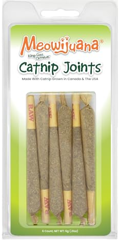 Meowijuana | King Size Catnip Joints | Organic | Dried Premium Ground Catnip | High Potency | Grown in North America | Feline and Cat Lover Approved