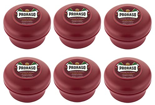 6er Rot Rasierseife Proraso im Rundtopf Shaving Soap je 150 ml = 900 ml