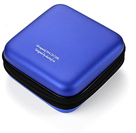 LIOVODE DVD Tasche,48 Kapazität Eva Material CD-Hülle Halter Lagerung Veranstalter Medien Halten Hartplastik Schutz Disc Brieftasche Speicher für Auto (48 Kapazität, Blau 48)