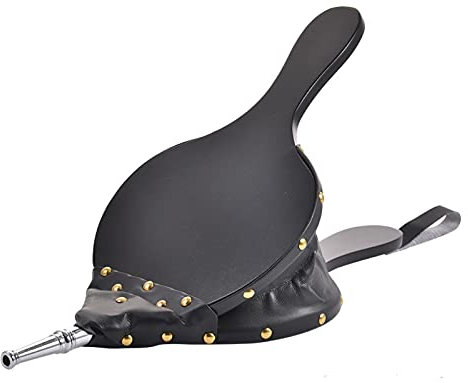 Fuelle de madera para chimenea, 43 x 9 cm, fuelle de madera para barbacoa, estufa, soplador con correa de piel, fuelle de mano para barbacoa, chimenea, barbacoa, horno, estufa, exterior, camping