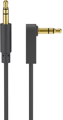 goobay 59525 Audio Klinkenkabel AUX, 3,5 mm stereo 4-pol Slim, CU, 90° Abgewinkelt - Klinke 3, 5 mm Stecker (4-Pin, stereo) auf Klinke 3,5 mm Stecker (4-Pin, Stereo)