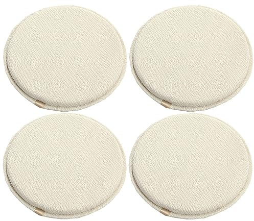1/2/4 Förpackningar Diameter 30cm/33cm/35cm/40cm/45cm Stolsdynor, Rund Halkskyddad Sittdyna Med Elastiska Knytkrokar, Sittdynor I Bomull Och Linne För Matstol ( Color : Beige White , Size : 33*33cm(4p