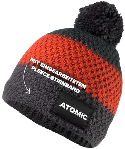 ATOMIC ALPS Beanie - Obsidian/Burnt Ochre/PINEGROVE - Mütze für Herren & Damen - Weiche & atmungsaktive Mütze - Warme Wintermütze aus hautsympathischem Material - Bequeme & Schlichte Fleece-Mütze