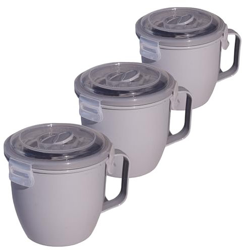 astor24 3er Set Mikrowellen Geschirr - Suppen Tasse - Vorrats Dose Aufbewahrung zum erhitzen, einfrieren mit Deckel und Belüftung BPA frei - mikrowellenfeste Frischhaltedose