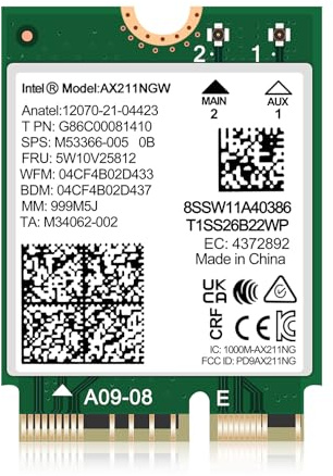 WiFi 6E Wireless Card AX211 NGW. Stöder endast CNVio2 Protocol och 12/13:e generationens CPU, Bluetooth 5.3, Tri-Band 5400 Mbps, nätverksadapter för bärbar support Windows 10/11 (64bit), Linux.