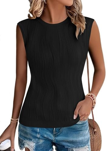 Totatuit Pullover Damen Armellos Elegant Herbst Strickpullover Rundhals Pulli Sweatshirt Winterpullover Weste