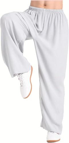 Wttagkl Tai Chi Hose für Herren und Damen, Kampfsporthose, Kung-Fu-Hose, Yoga-Laterne, Jogginghose,Grau-XXL