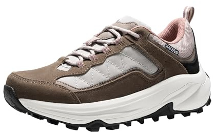 NORTIV 8, vattentäta vandringsskor för kvinnor med fotvalvstöd, utomhus, läder, promenader, vandring, camping, tennis, träning, korsträning, sneakers, wicklow, SOLBRÄNNA, 37 EU