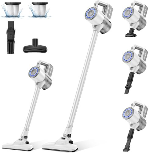 VersLife Aspiradora sin Cable S6PRO,30kPa Potente Succión,Inalámbrica,Aspiradora Escoba sin Cable,Diseño Antienredos,Filtro HEPA,Aspirador Escoba Ideal para Suelo Duro y Pelo de Mascotas,Blanco
