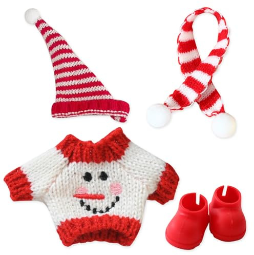 ZXTGBQ 3 Pezzi Vestiti per Bambole 17 cm, Bambola Abbigliamento, con Cappello Gilet Lavorato a Maglia Scarpe, Regalo Originale per Bambini e Collezionisti, Set Natalizio